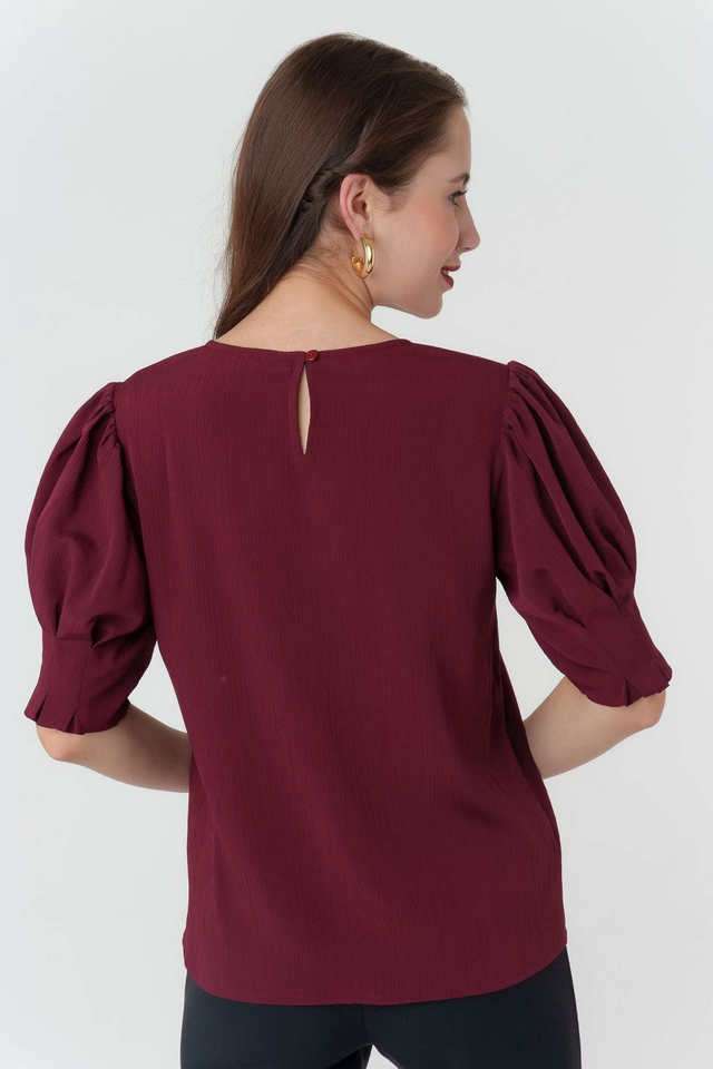 Textured-Polyester-Round-Neck-Women-s-Top