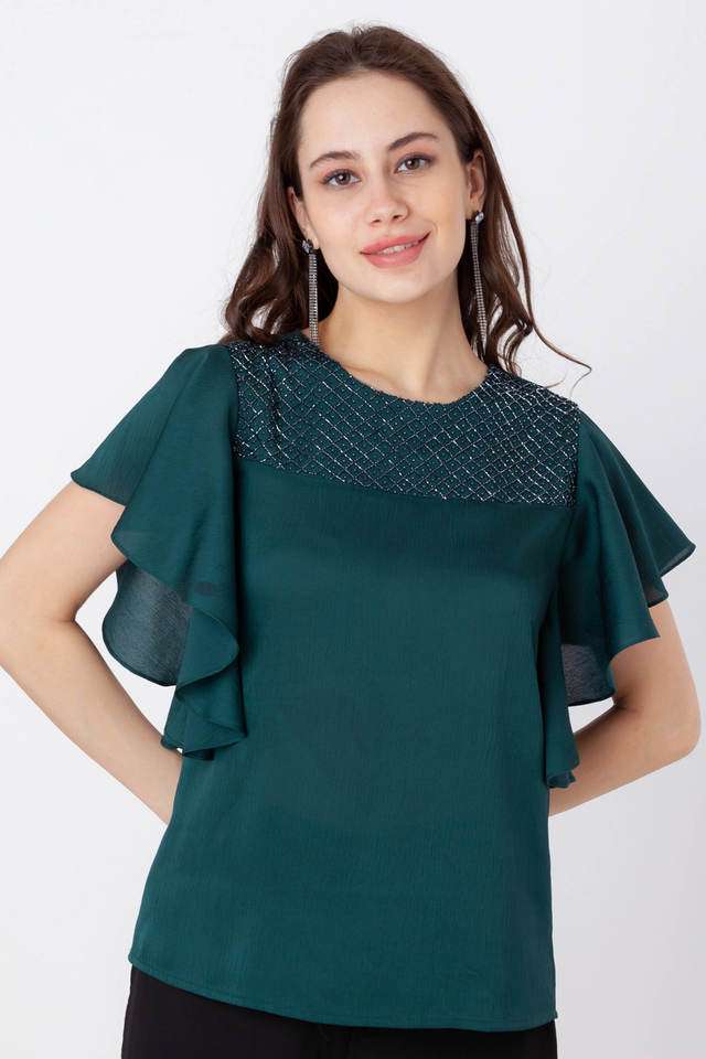 zink london Embroidered Polyester Round Neck Women's Top-picture-34