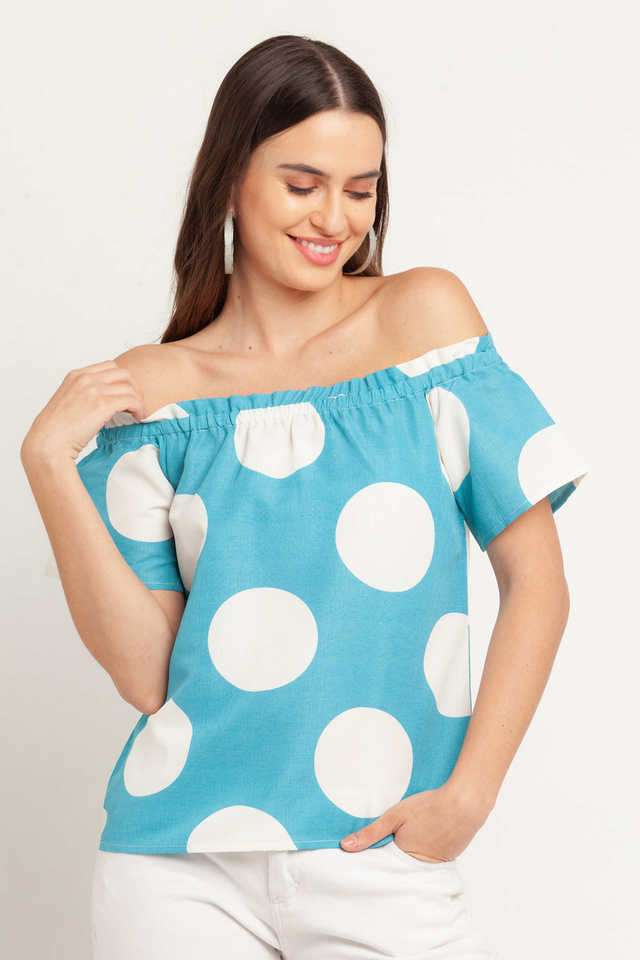 zink london Printed Polyester Off Shoulder Women Top-picture-32