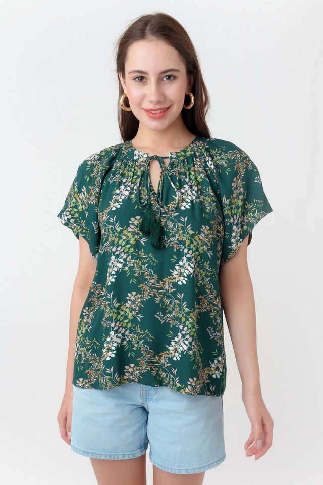 zink london Printed Viscose Tie Up Neck Women Top-picture-48