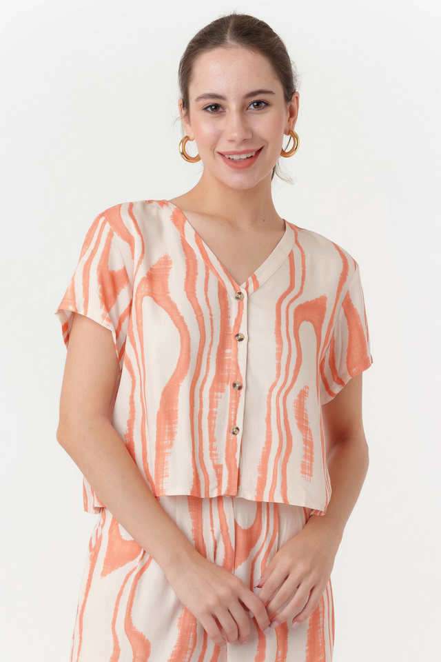 zink london Printed Viscose V-Neck Women Top-picture-27
