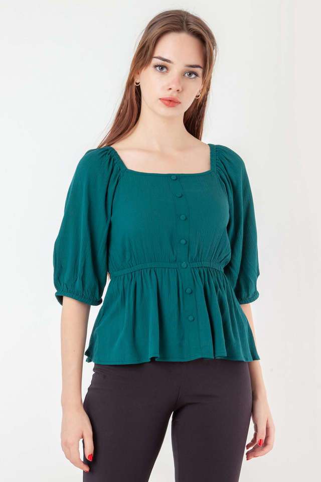 Solid-Viscose-Square-Neck-Women-s-Top