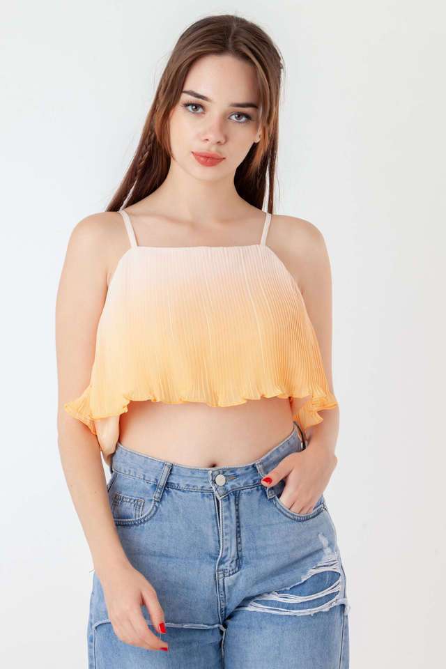 zink london Printed Polyester U-Neck Women Top-picture-37