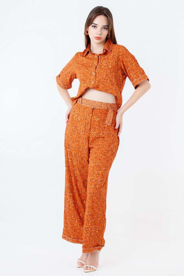 Printed-Polyester-Collared-Women-s-Top