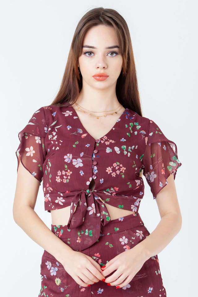 zink london Printed Polyester V-Neck Women Top-picture-25
