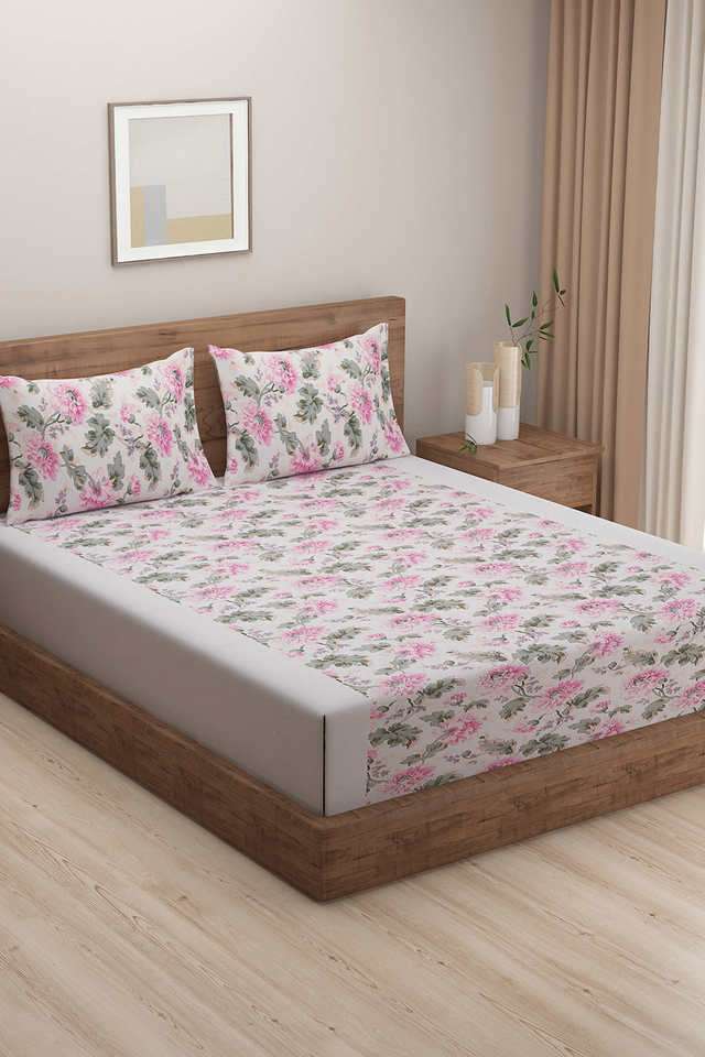 Zinnia-250-TC-Cotton-Floral-King-Double-Bedsheet-Pack-of-3