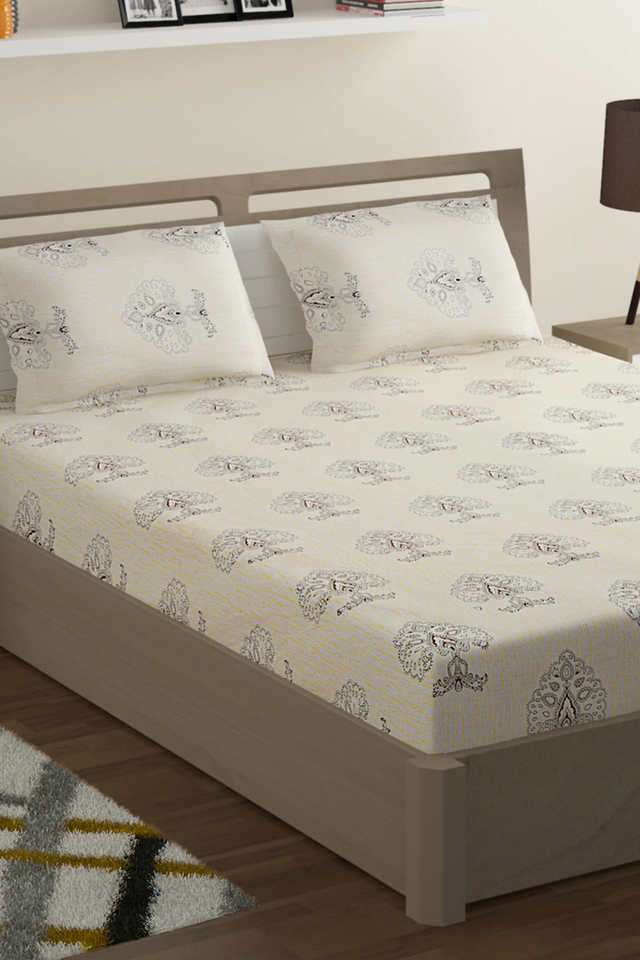 Zinnia-250-TC-Cotton-Floral-King-Fitted-Sheet-Pack-of-3