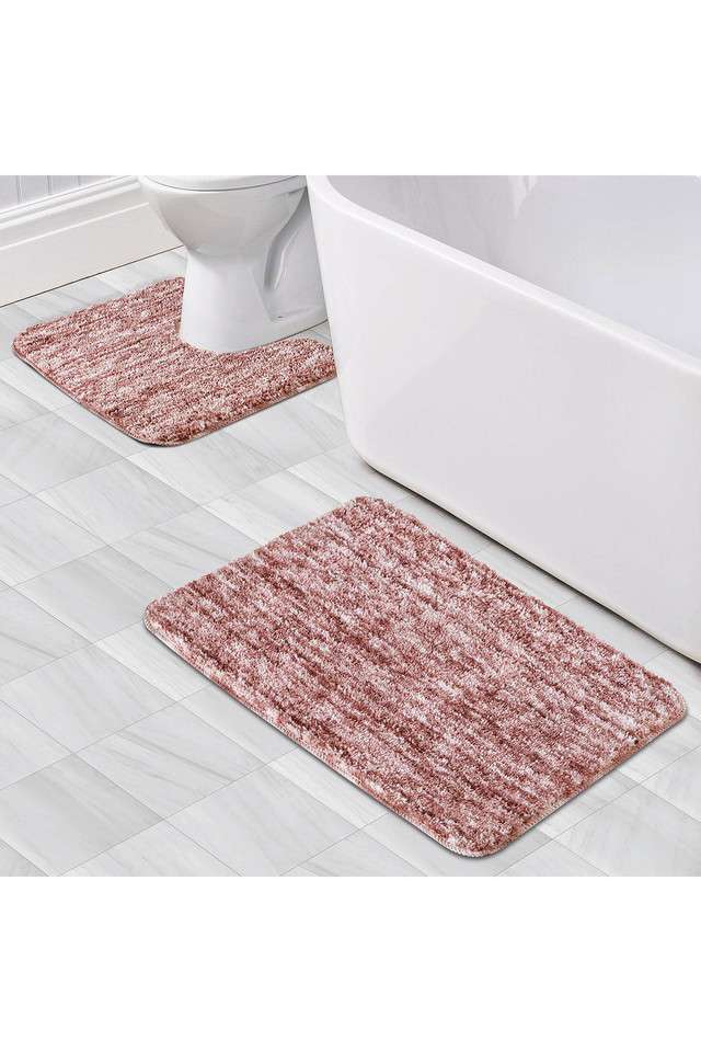 Anti-skid-Polyester-Bath-Mat-and-Contour-Mat -2Pcs-Set -Strawberry