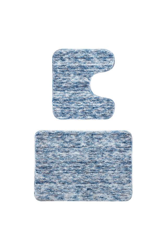 Anti-skid-Polyester-Bath-Mat-and-Contour-Mat -2Pcs-Set -Blue