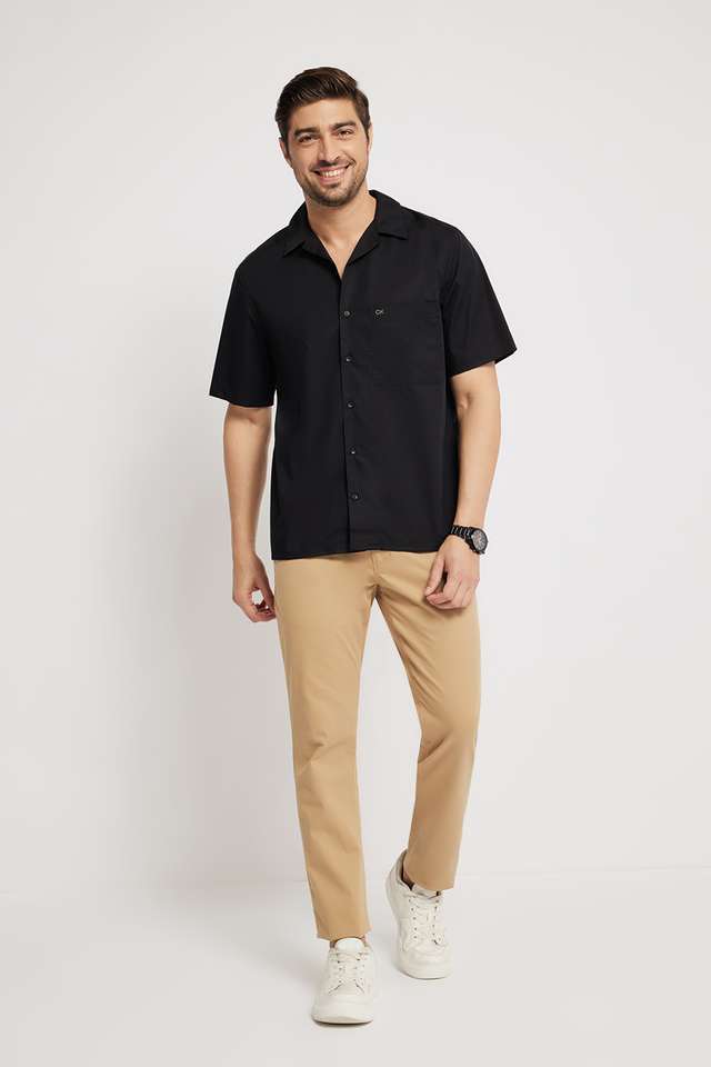 Solid-Cotton-Relaxed-Fit-Men-s-Casual-Shirt