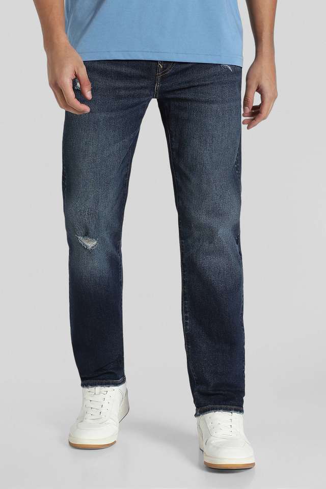Light-Wash-Polyester-Straight-Fit-Men-s-Jeans