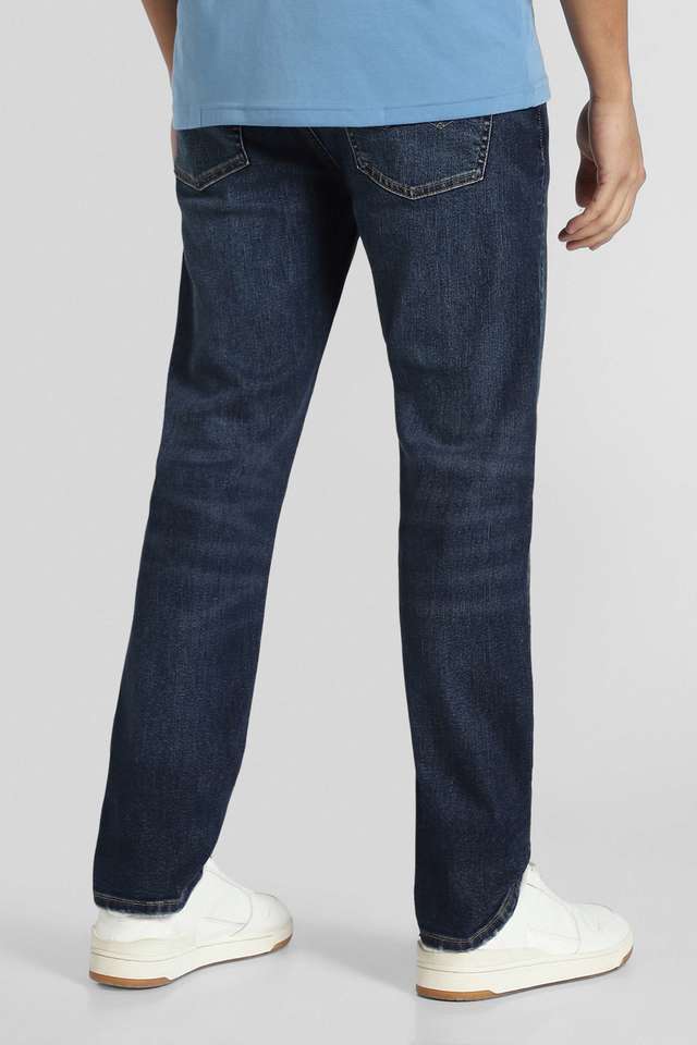 Light-Wash-Polyester-Straight-Fit-Men-s-Jeans