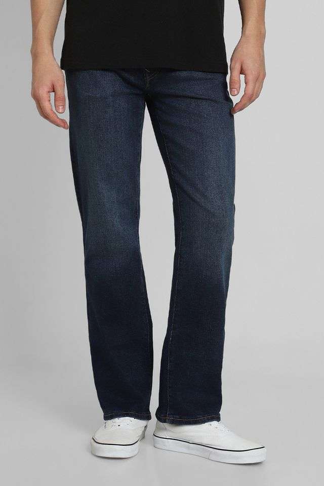 Mid-Rise-Blended-Fabric-Bootcut-Fit-Men-s-Jeans