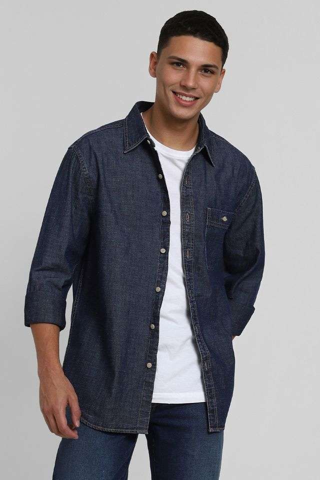 Solid-Cotton-Regular-Fit-Men-s-Casual-Shirt