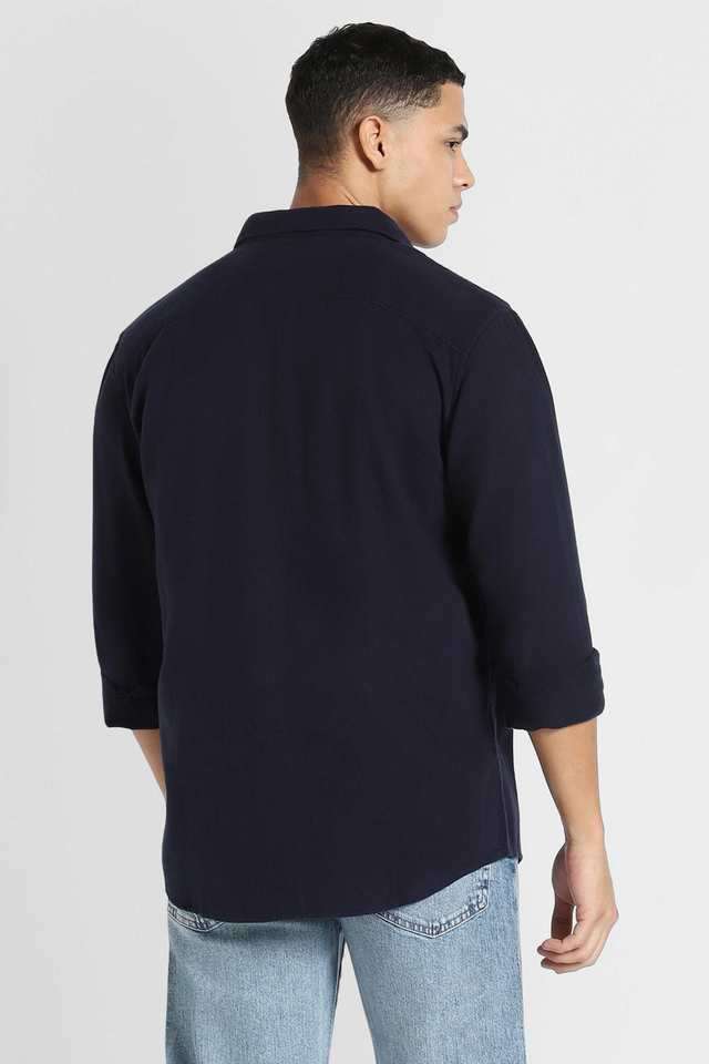 Solid-Cotton-Regular-Fit-Men-s-Casual-Wear-Shirt