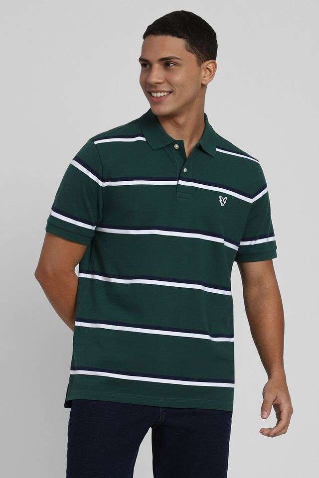 Stripes-Blended-Fabric-Polo-Men-s-T-Shirt
