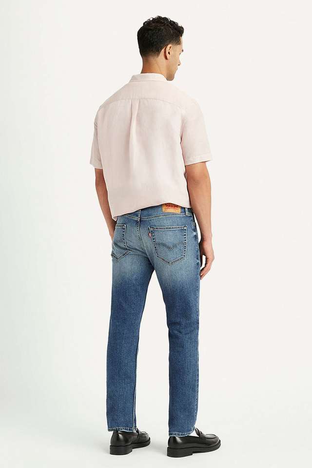 Light-Wash-Polyester-Slim-Fit-Men-s-Jeans