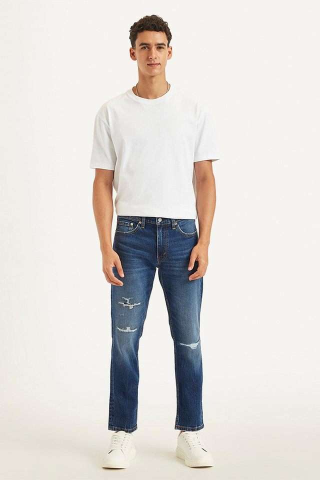 Light-Wash-Polyester-Slim-Fit-Men-s-Jeans
