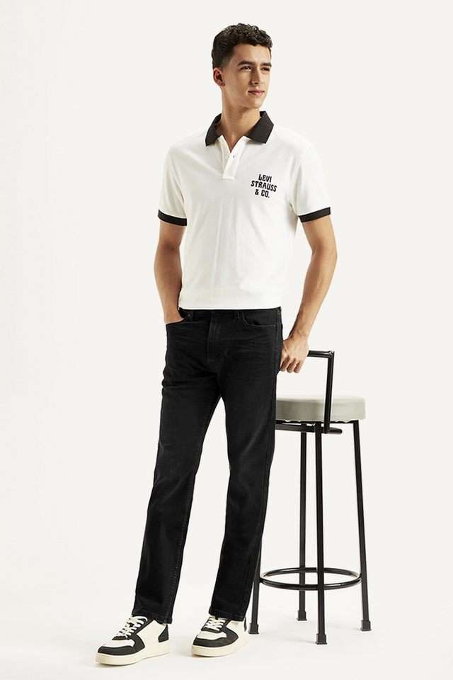 Light-Wash-Polyester-Straight-Fit-Men-s-Jeans