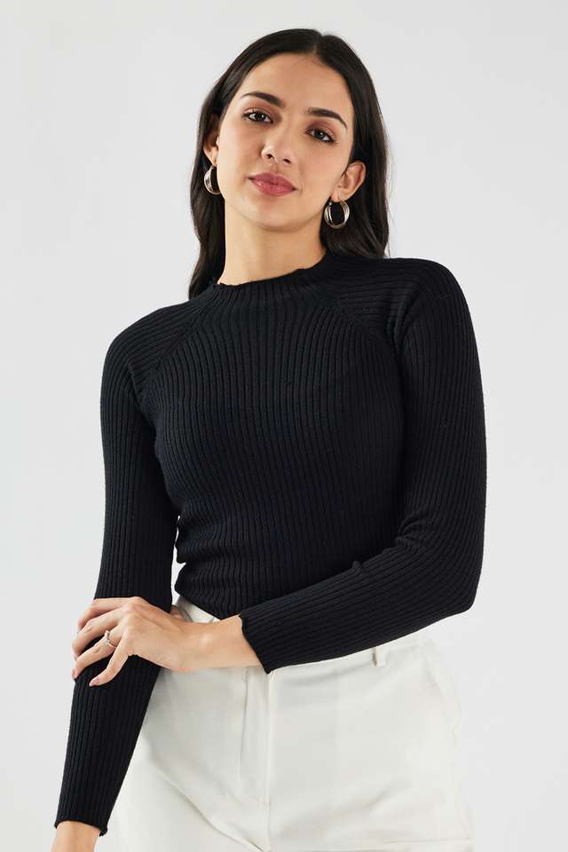 Solid-Blended-Fabric-Round-Neck-Women-s-Sweater