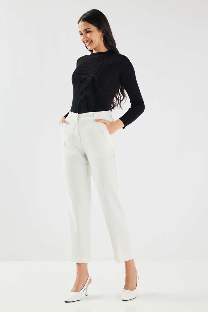 Solid-Blended-Fabric-Round-Neck-Women-s-Sweater