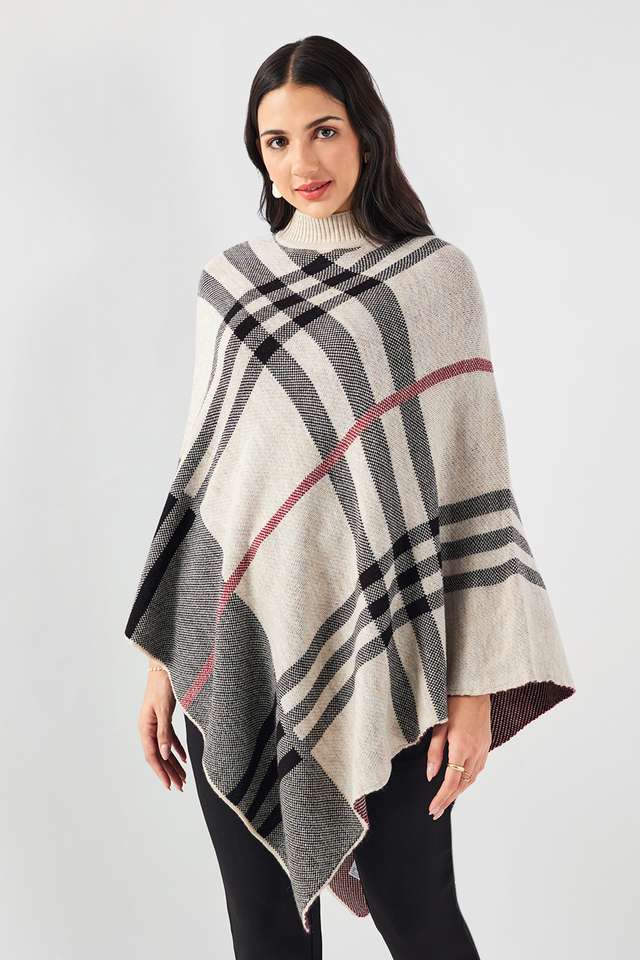 Checks-High-Neck-Blended-Fabric-Women-Sweater