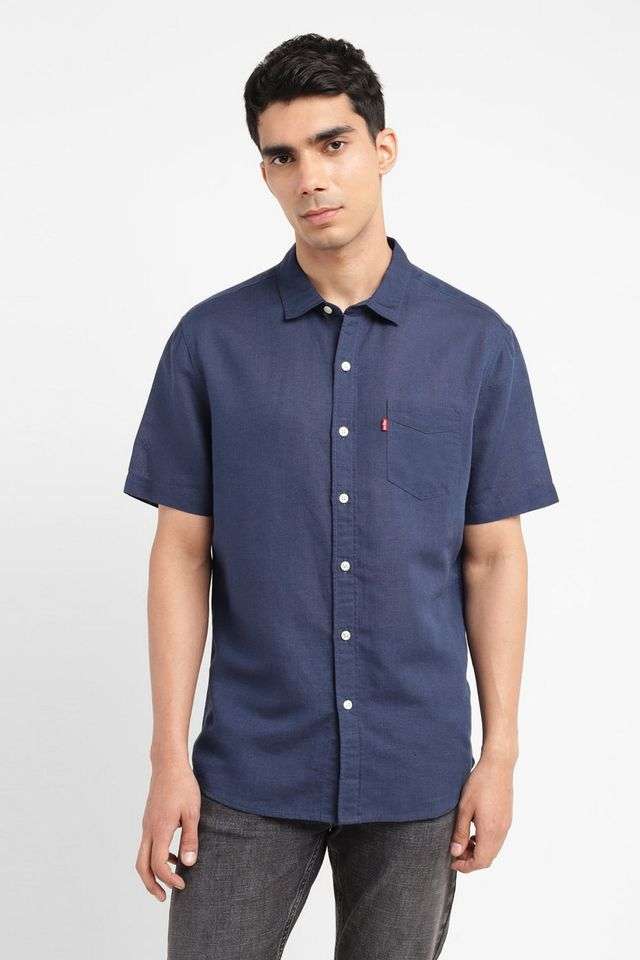 Solid-Blended-Fabric-Slim-Fit-Men-s-Casual-Shirt