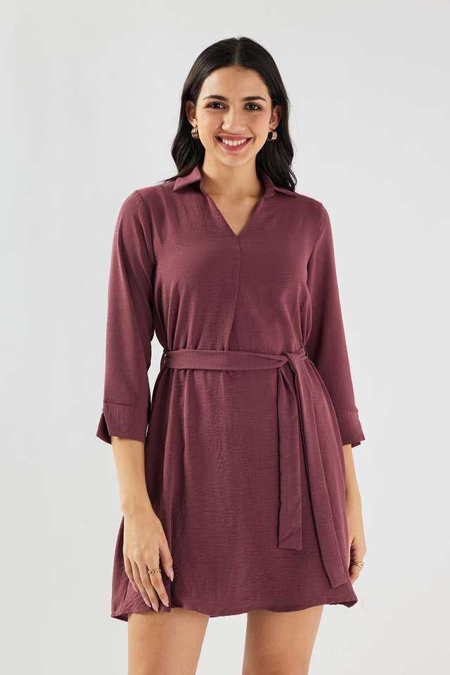 Solid-Polyester-Regular-Fit-Women-s-Dress