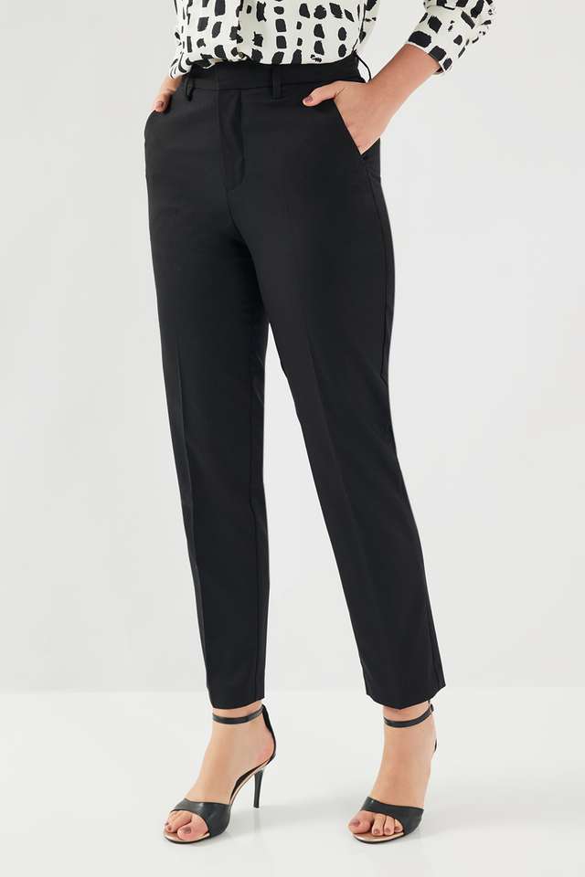 Solid-Regular-Fit-Blended-Fabric-Women-s-Formal-Wear-Trousers