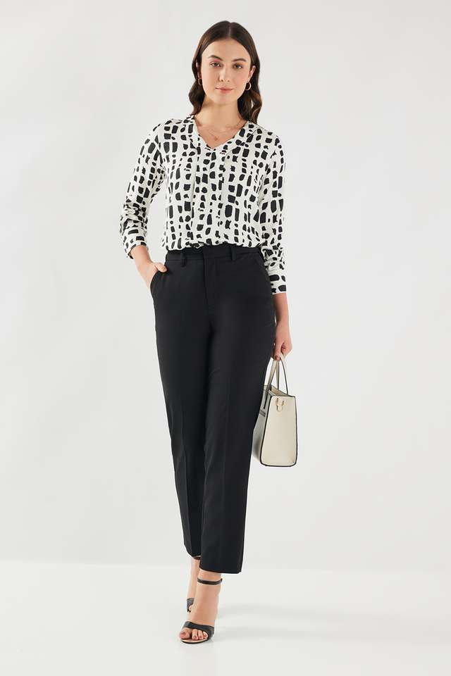 Solid-Regular-Fit-Blended-Fabric-Women-s-Formal-Wear-Trousers