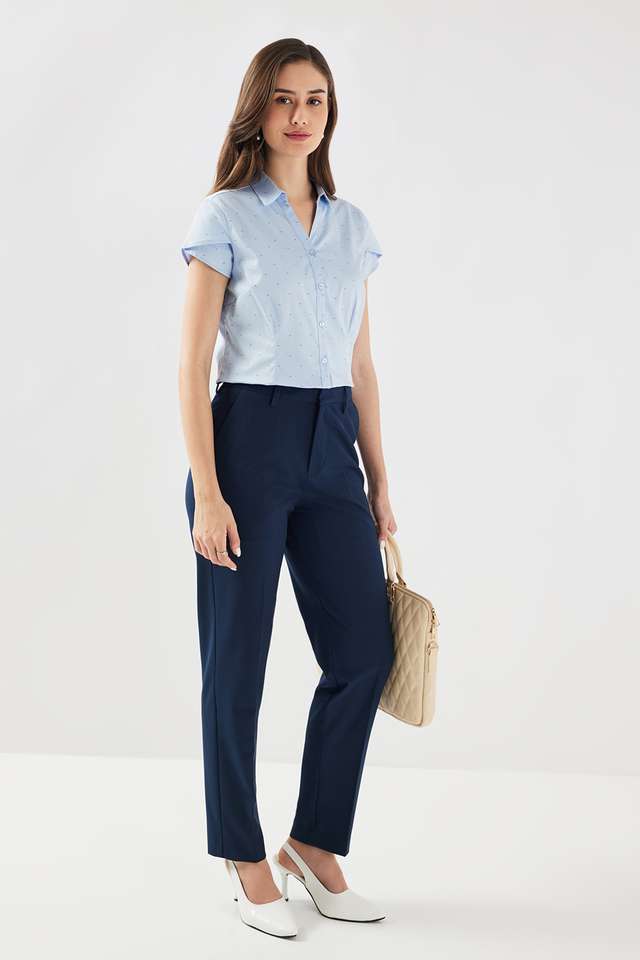 Solid-Blended-Fabric-Regular-Fit-Women-s-Formal-Trousers
