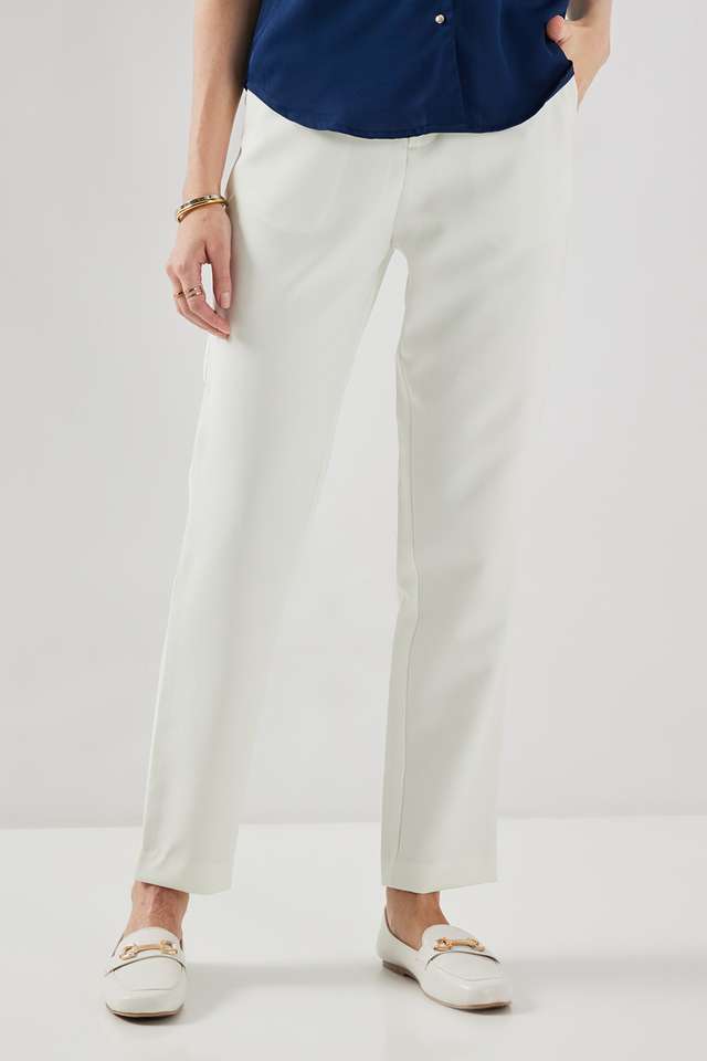 Solid-Blended-Fabric-Regular-Fit-Women-s-Formal-Trousers