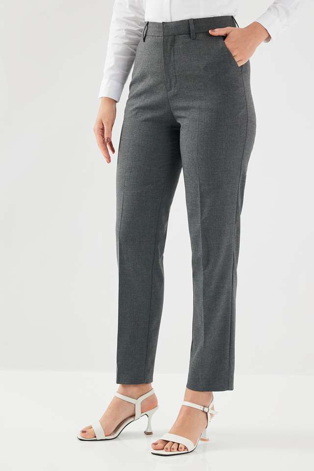 Solid-Regular-Fit-Blended-Fabric-Women-s-Formal-Wear-Trousers