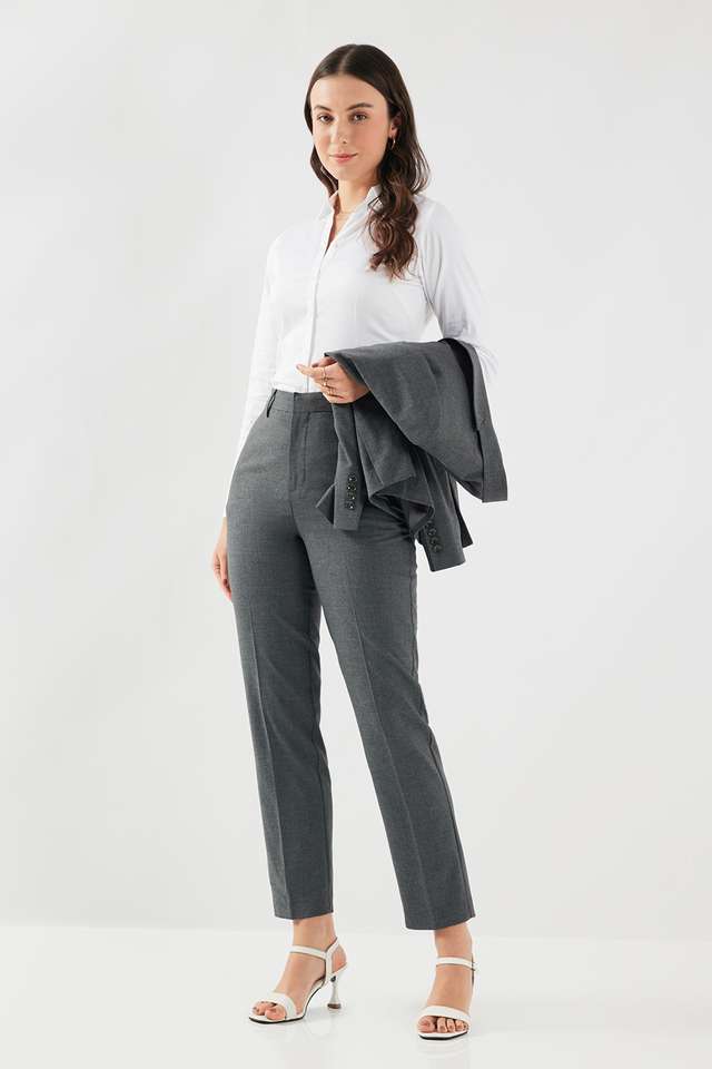 Solid-Regular-Fit-Blended-Fabric-Women-s-Formal-Wear-Trousers