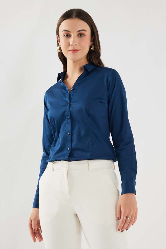 Solid-Collared-Satin-Women-s-Formal-Wear-Shirt