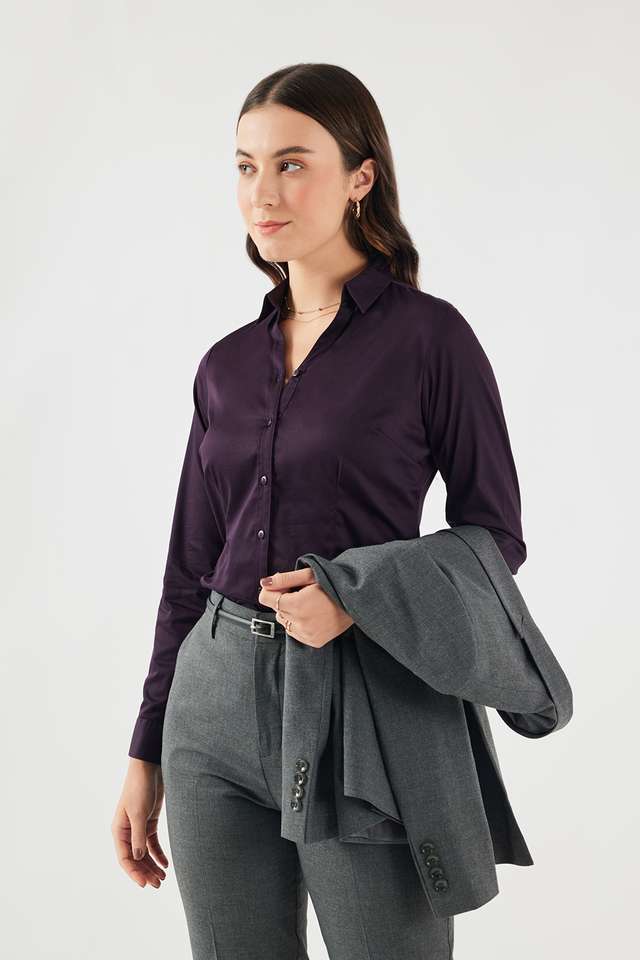 Solid-Collared-Satin-Women-s-Formal-Wear-Shirt