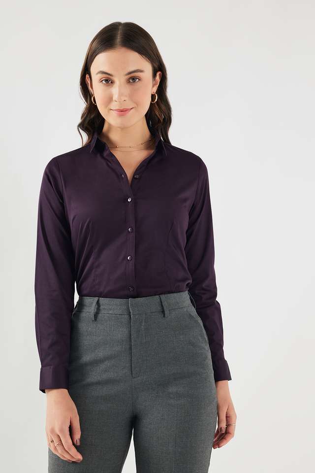 Solid-Collared-Satin-Women-s-Formal-Wear-Shirt