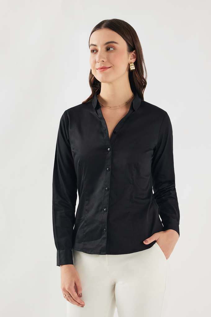 Solid-Collared-Satin-Women-s-Formal-Wear-Shirt