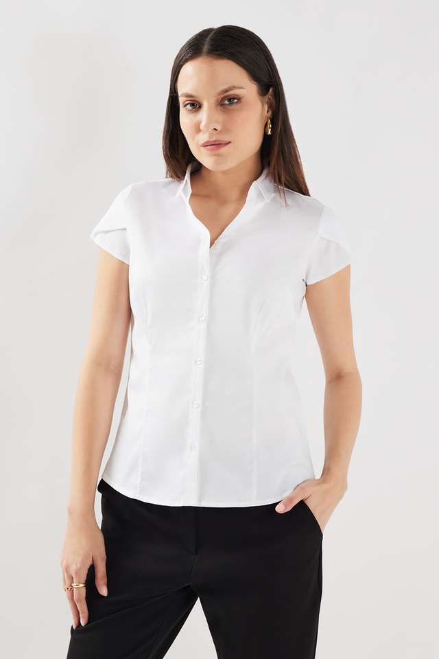 Solid-Blended-Fabric-Regular-Fit-Women-s-Shirt