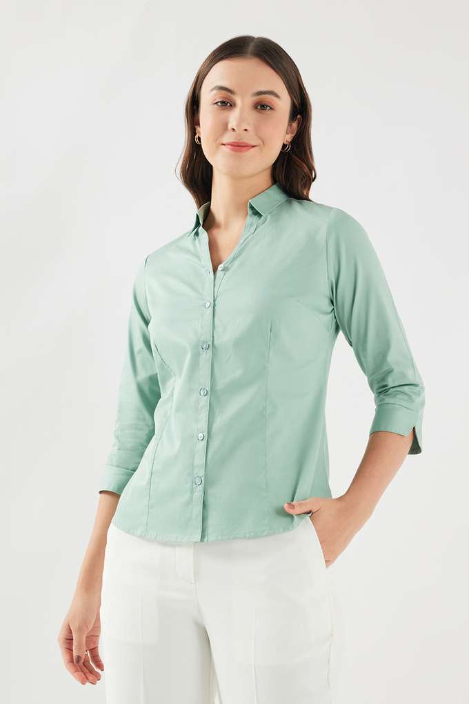 Dobby-Collared-Cotton-Women-s-Formal-Wear-Shirt