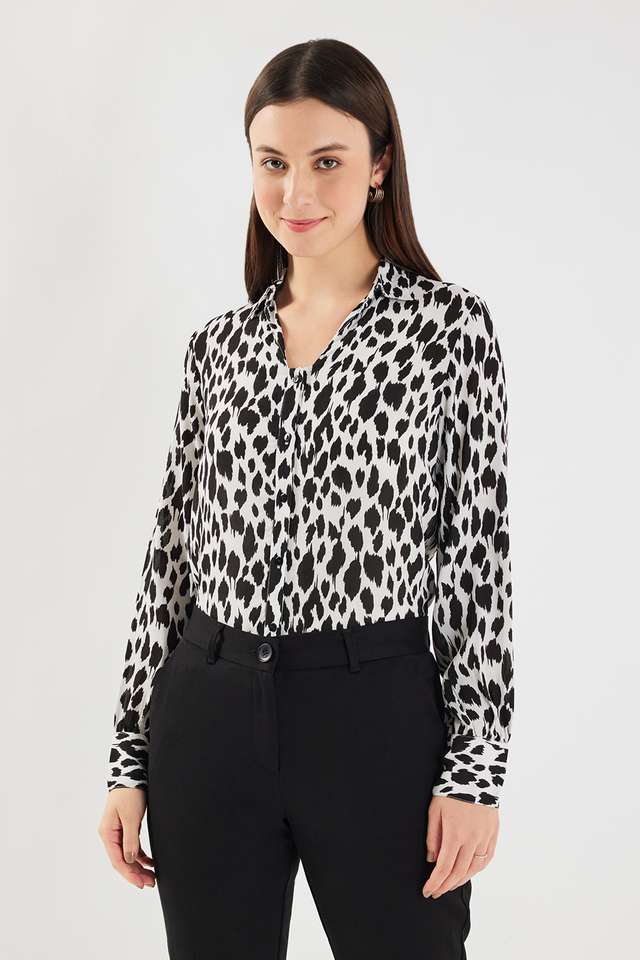 Printed-Crepe-V-Neck-Women-Top