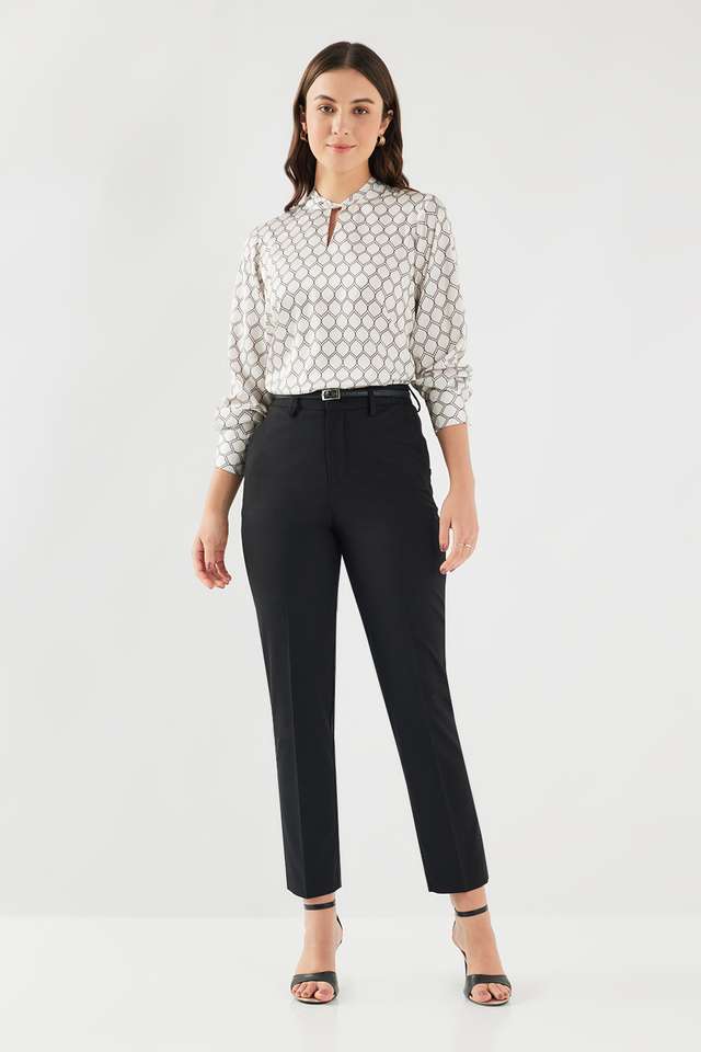 Printed-Satin-Round-Neck-Women-s-Top