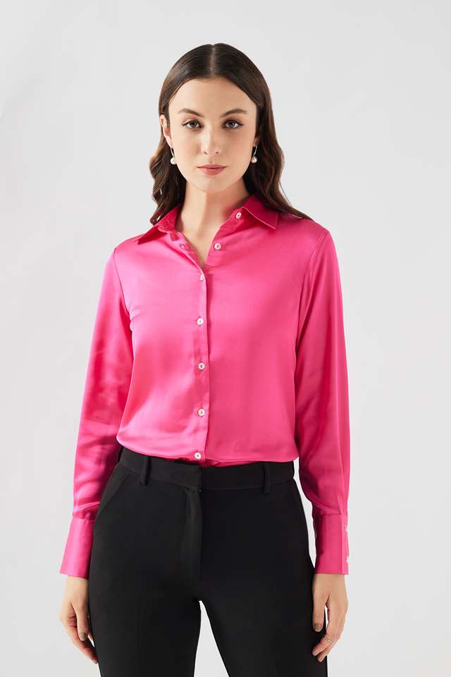 Solid-Collared-Satin-Women-s-Formal-Wear-Shirt