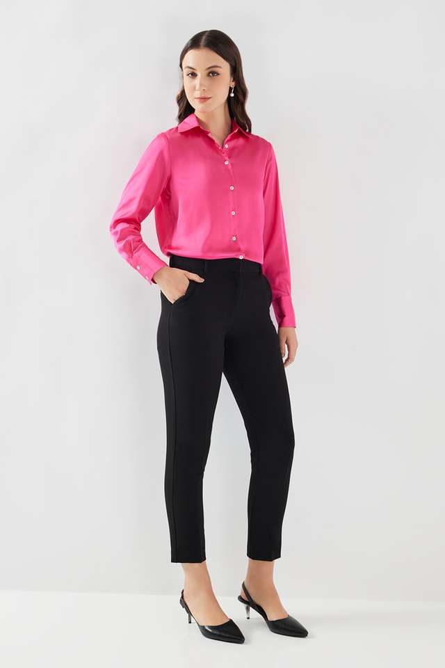 Solid-Collared-Satin-Women-s-Formal-Wear-Shirt