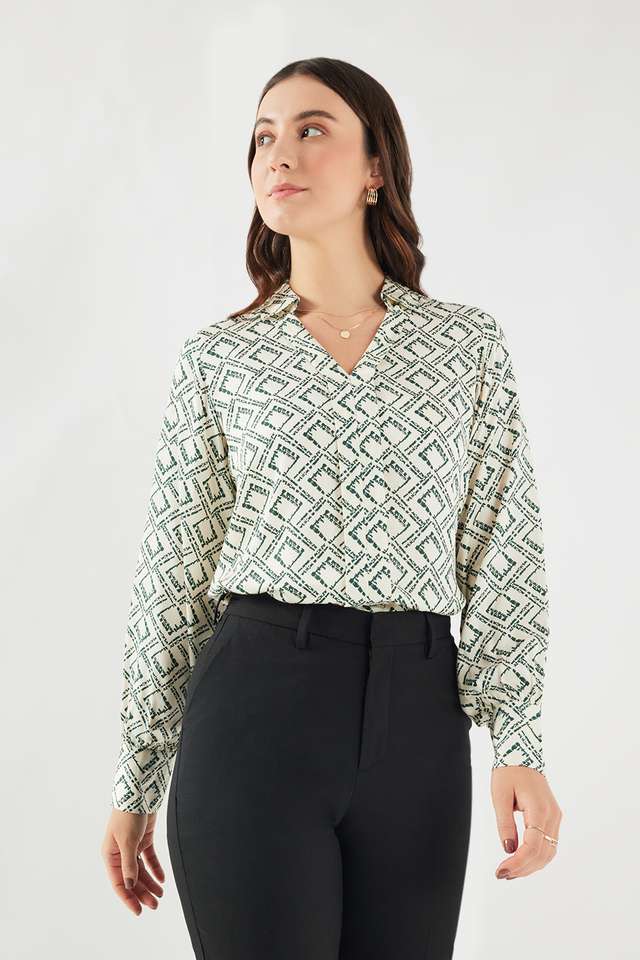 Printed-Modal-Collared-Women-s-Top