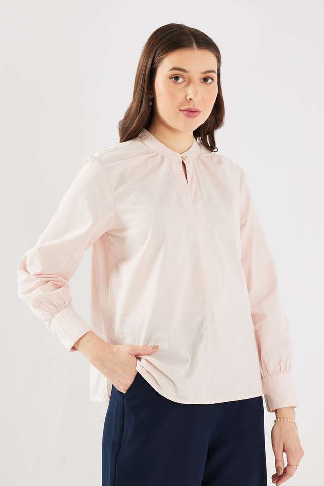 Solid-Cotton-Round-Neck-Women-s-Top