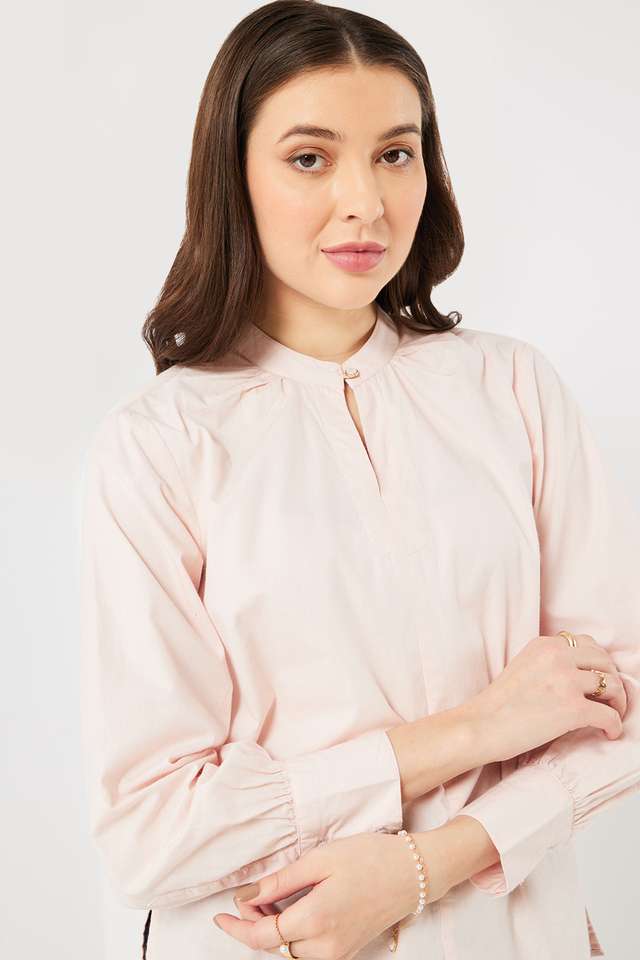 Solid-Cotton-Round-Neck-Women-s-Top