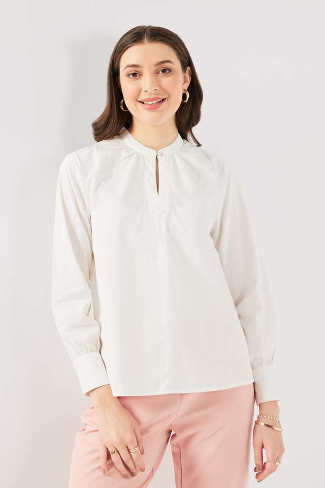 Solid-Cotton-Round-Neck-Women-s-Top