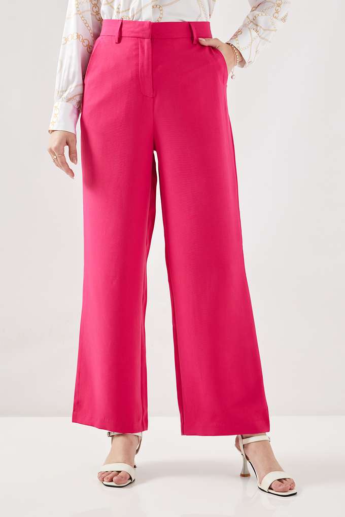 Solid-Blended-Fabric-Regular-Fit-Women-s-Formal-Trousers