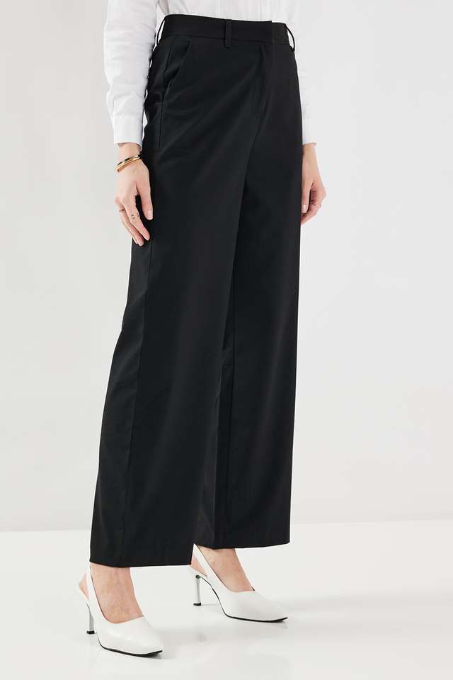 Solid-Blended-Fabric-Regular-Fit-Women-s-Formal-Trousers